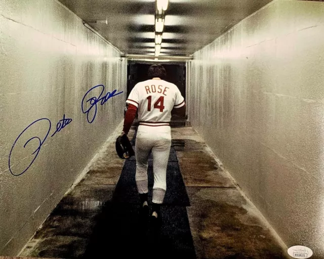 Pete Rose Signed 11x14 Vintage Reds Photo JSA Authentic Autographed Auto