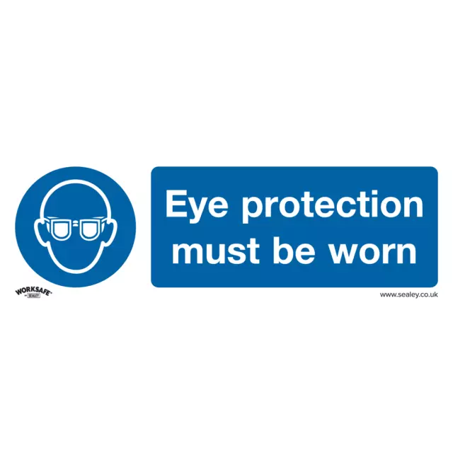 Sealey Eye Protection Must Be Worn - Mandatory Safety Sign - Self-Adhesive Vinyl