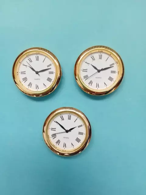 3 x 37mm GOLD BEZEL insertion watches for 35mm hole roman dial.