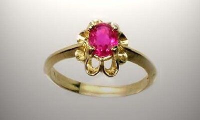 Gold Ruby Ring Siamese Antique 19thC ¾ct Near Flawless Medieval Royalty Gem 14kt