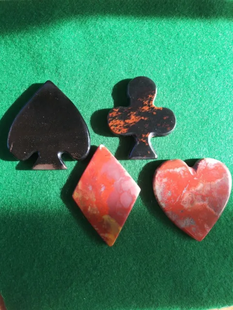carved stone rock agate chalcedony obsidian poker card protector guards set