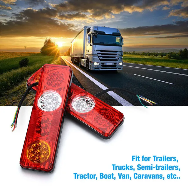 2Pcs 12V 36LED Rear Tail Lights Lamp 6 Function Fit Truck Trailer Caravan Van UK