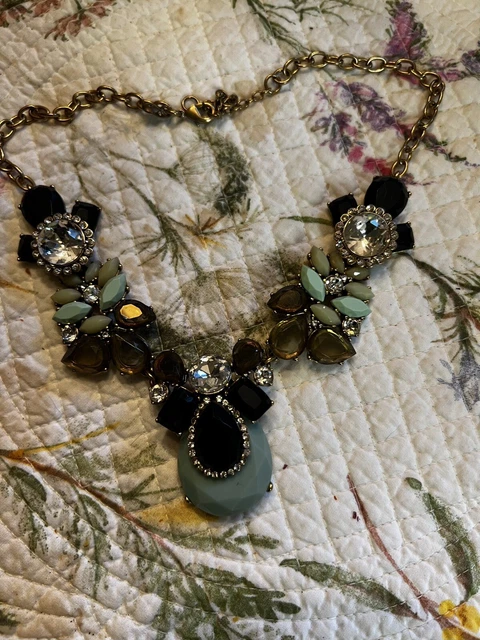 J. Crew Large Stones Tear Drop, Round - Green, Brown, Clear Etc Statement Pc!