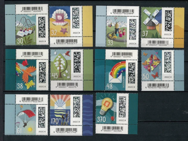 BRD 2022 / 2023 ** Eckstücke  aus KlB  - "Welt der Briefe"  (Nominale € 9,14)  