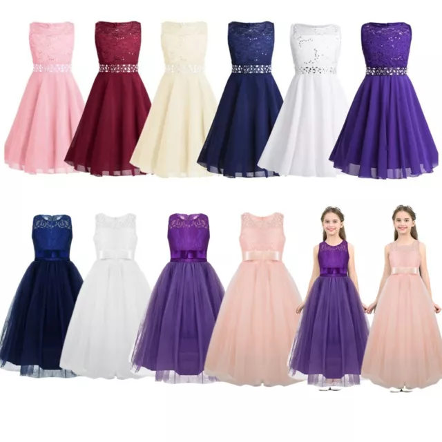 Flower Girl Dress Kids Lace Party Princess Dresses Wedding Bridesmaid Ball Gown
