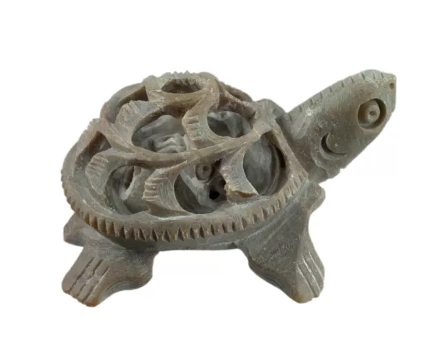 Estatuilla Tortuga De Piedra 5cm: Artesanía Indio Hecho Manual-1537