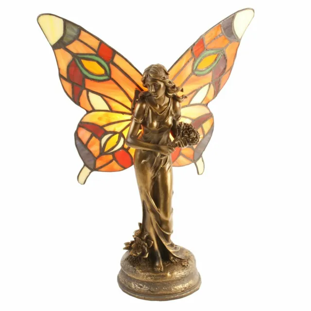 Fabulous Art Deco Schmetterling Engel Fee Tiffany Buntglas Tisch Beistelllampe