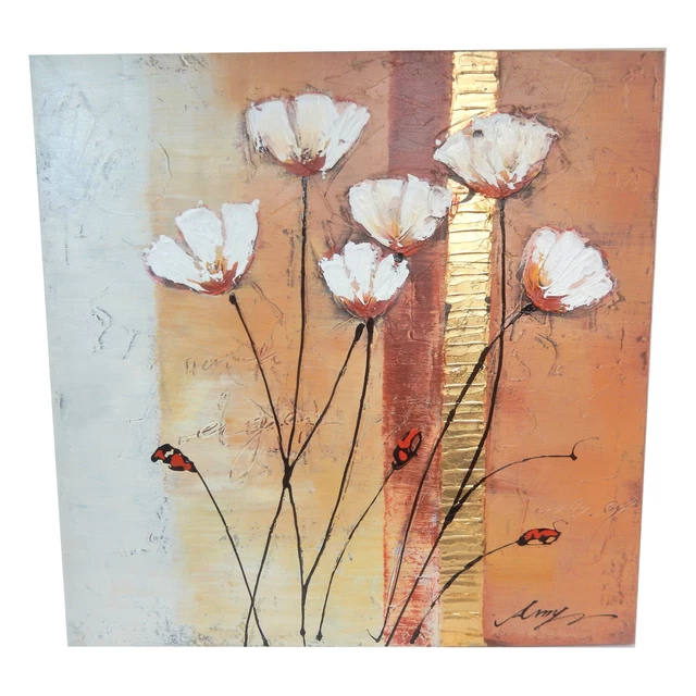 Tableau Marqueté Motif Fleurs En Bois - Décoration Murale Artisanale - Occasion - Fabriqué En France