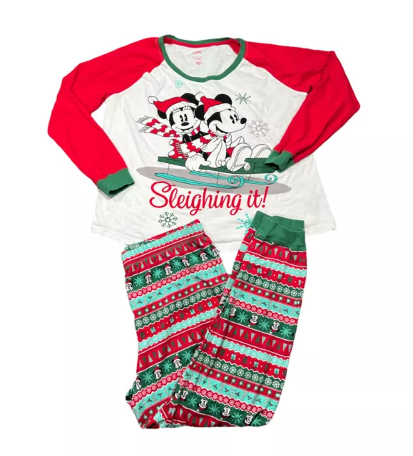 Disney Mickey Mouse Sleighing It Fair Isle Pajama Set Christmas Holiday Wmns XL