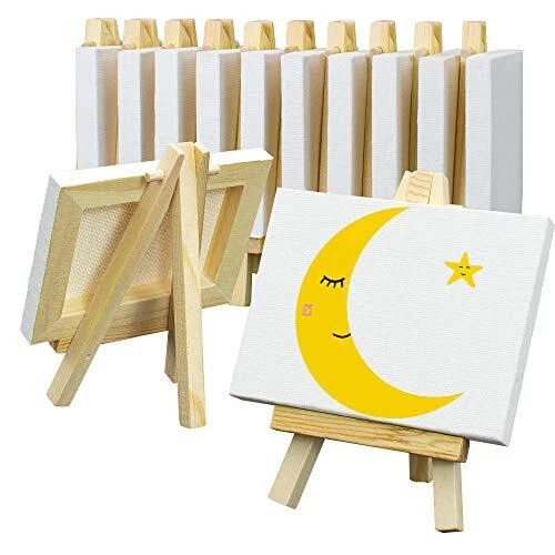 FIXSMITH 3x4 Inch Mini Stretched Canvas Easel Set- Bulk Pack of 12Set Contain...