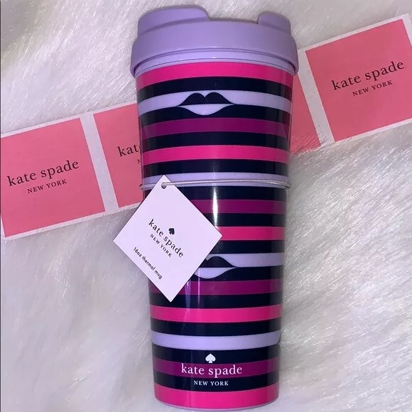 Kate Spade Lip  Stripe 16 oz. Thermal Travel Mug