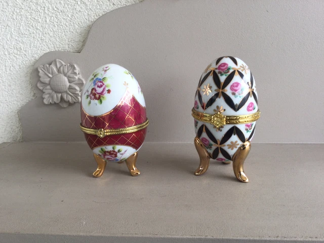 Œuf en porcelaine sur pied boite à bijoux coffret comtesse du barry