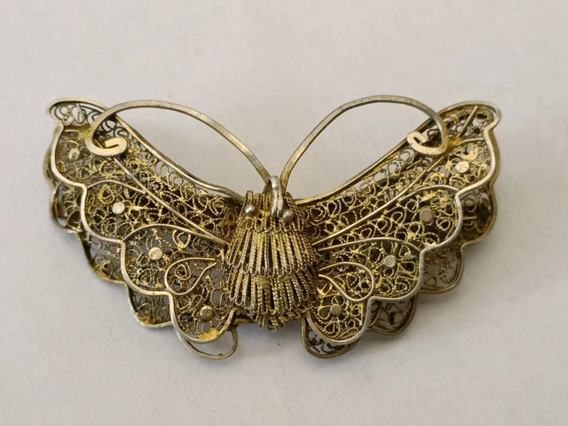 Broche Argent Massif Filigrané Bijoux Vintage 2,9 g