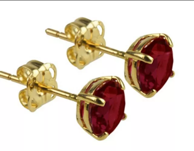 9ct 375 Solid Yellow Gold Stud Earrings 5mm Round Red Garnet January Birthstone