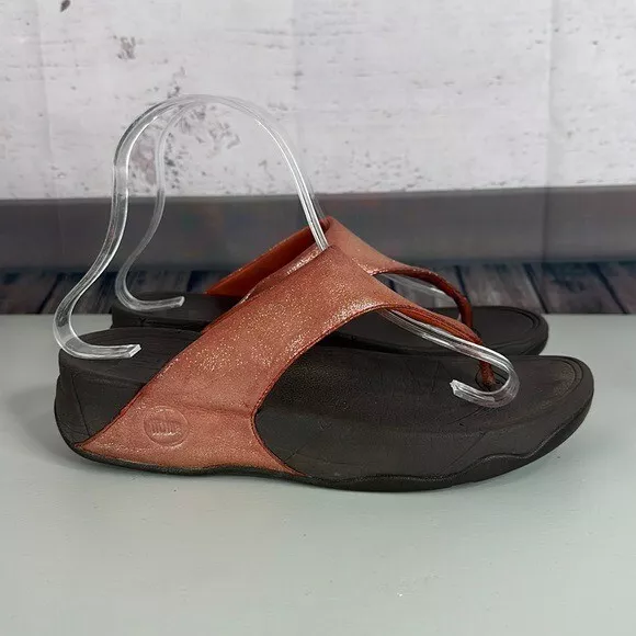 FitFlop Womens Sandal Size 7 Lulu Shimmer Shade Red Thong Slip on Comfort