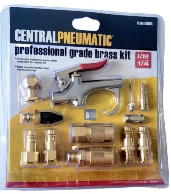BRAND NEW Pneumatic Professional grade Air Tool Accessory brass kit 12 pc 1/4