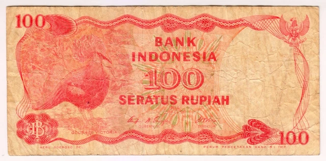 1984 Indonesia 100 Rupiah - Low Start - Paper Money Banknotes Currency