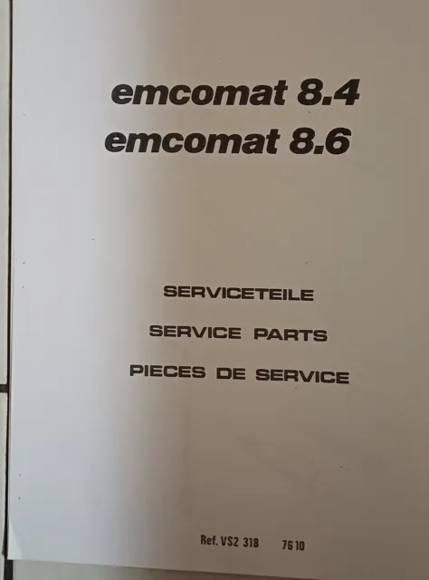 EMCO emcomat 8.4 emcomat 8.6 Serviceteile Service Parts Pieces de service