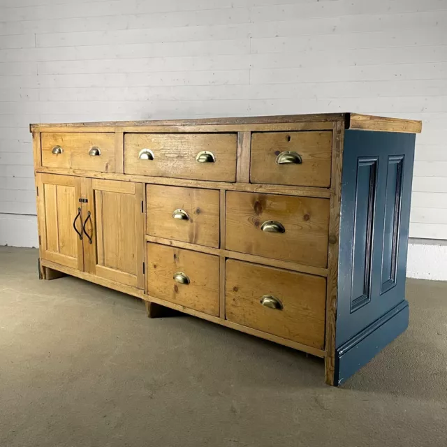 Original Victorian Pine Shop Counter Haberdashery Unit with 7 Drawers