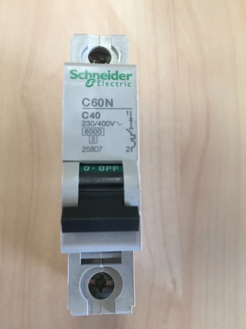 Schneider Circuit Breaker MCB C60N 6kA 400Vac 1P-C40 single pole 40A 25807 x12 2