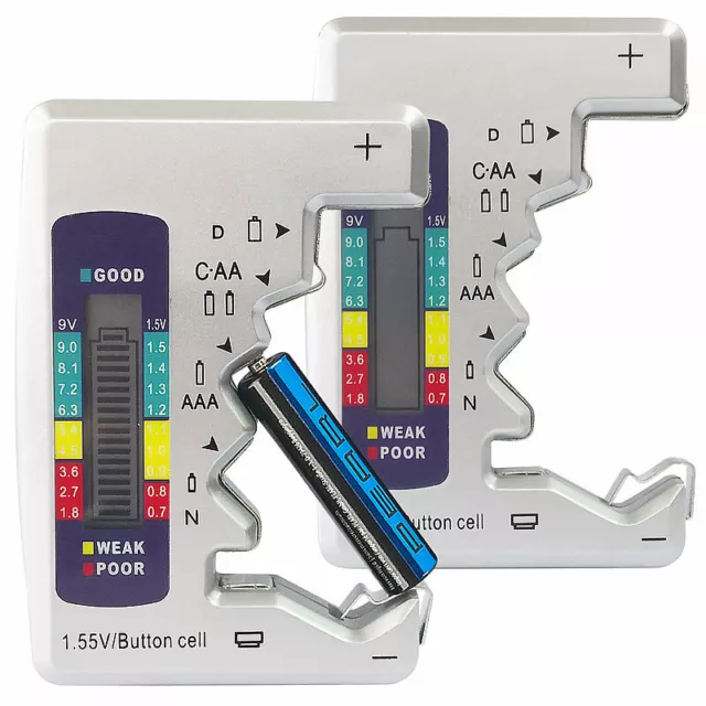 tka 2er Pack Kompakter Multi-Batterietester mit LCD-Display