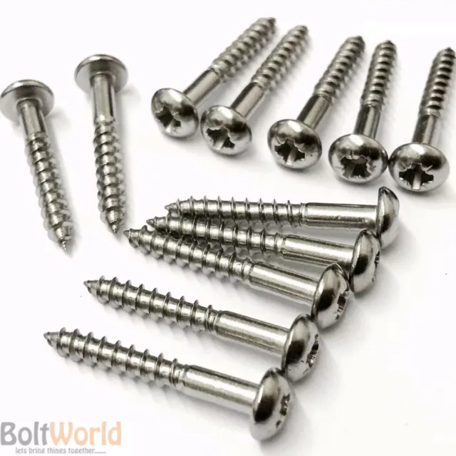 No6 (3.5mm) A2 STAINLESS STEEL POZI DRIVE ROUND HEAD WOOD SCREWS DOME CHIPBOARD