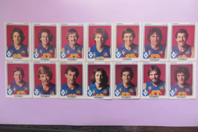 Vfl Scanlens 1981 Fitzroy Lions Complete Player Set. 14 Cards