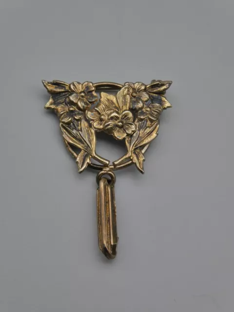 Vintage Floral Brooch Pin Locket Watch Fob 1/20 12k Gold Filled PR ST Co. 1.5"