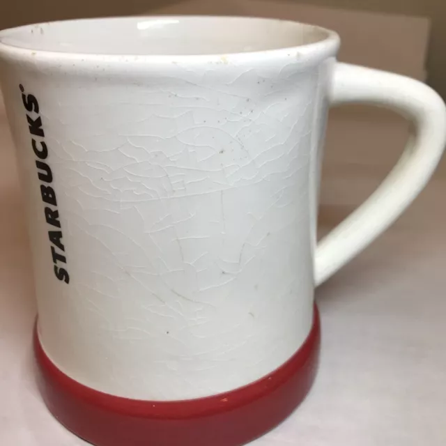 Starbucks Coffee Tea Mug Retro Rustic Red On White Stoneware Ceramic 17 oz 2011