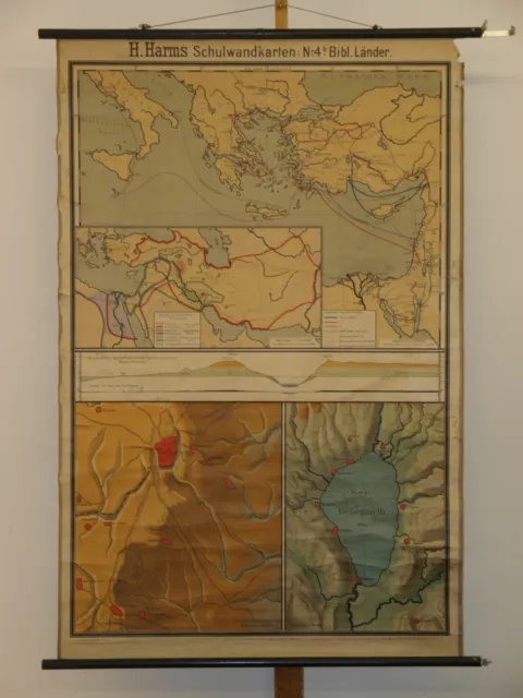 Palestina Bíblico Países Santa Land Israel ~ 1935 Schul-Wandkarte 102x155cm