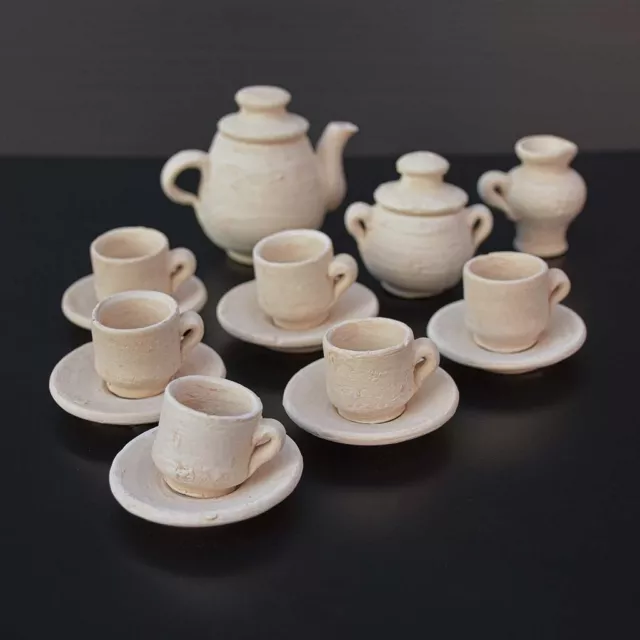 DÎNETTE SERVICE 6 tasses à café pots cafetière sucrier miniature terre  cuite bei EUR 38,00 - PicClick FR