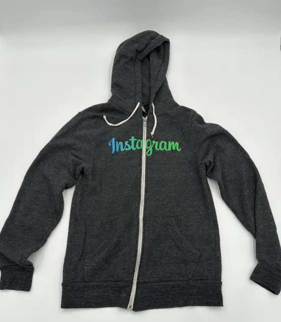 Instagram Logo Hoodie Gray Full Zip Sweatshirt by Alternative Earth Small S