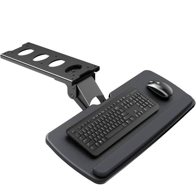 Keyboard Tray Under Desk, 360 Adjustable Ergonomic Sliding Keyboard