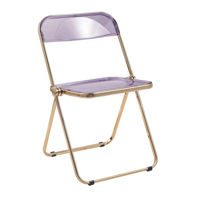 Lawrence Acrylic Folding Chair With Gold Metal Frame - Magenta