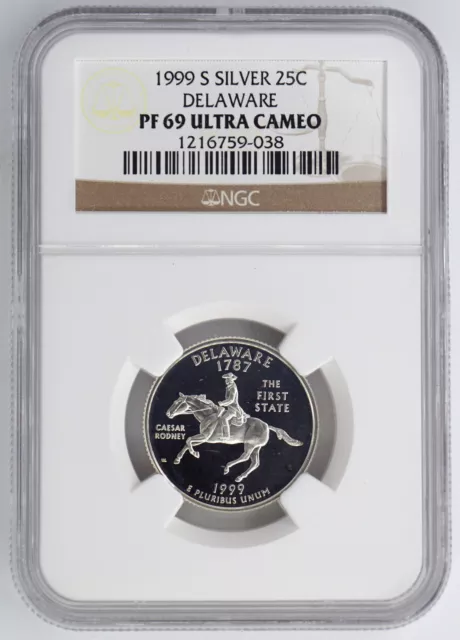 1999-S Silver Proof Delaware State Quarter Ngc Pf69 Ultra Cameo 759038