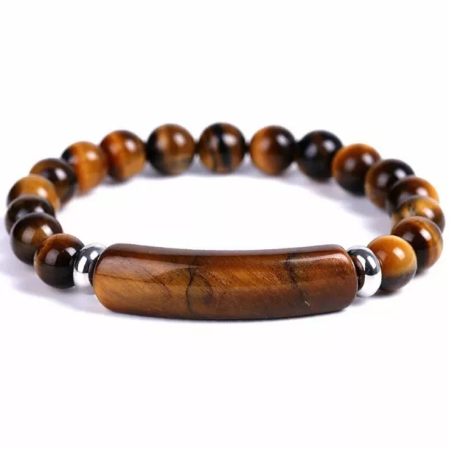 Tiger Eye Natural Stone Beaded Bracelet Elasticity Bangle Women Men Jewelry Gift