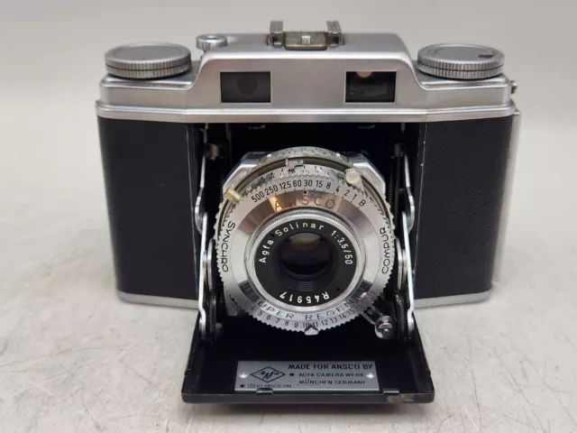 Vintage Agfa Ansco Super Regent 35mm Folding RF Camera w/ Solinar 50mm F3.5 Lens
