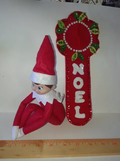 CHRISTMAS ELF ON the Shelf Plush Boy Doll Toy Mid Century sequin door ...