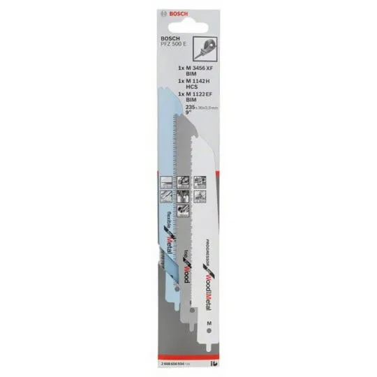 BOSCH Set de 3 lames scie sabre  pour PFZ 500  bois et métal 2608656934