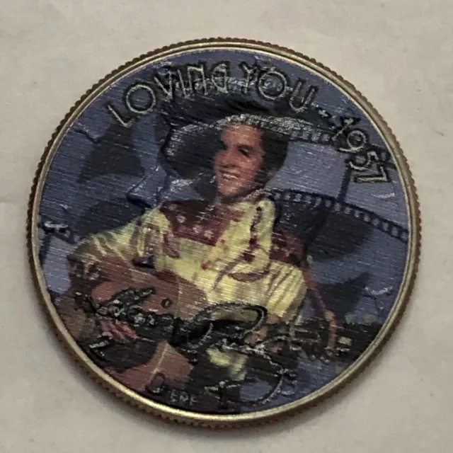 Colorized Kennedy half dollar. ELVIS PRESLEY. LOVING YOU .1957.  #117