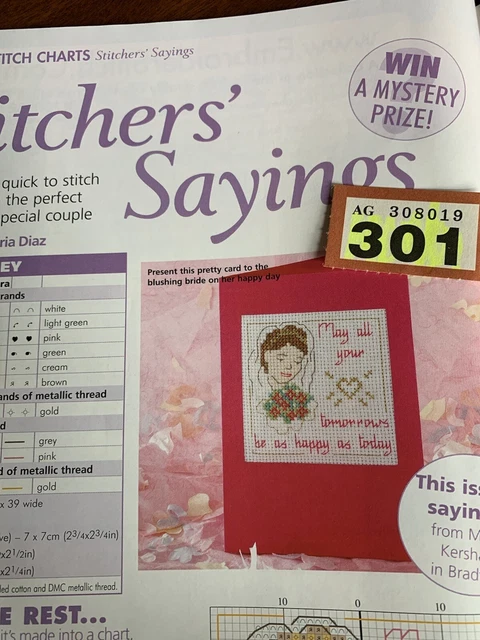 Stitcher's Sayings May All Your Tomorrows Hochzeit Braut Kreuzstich Kartenkarte 2