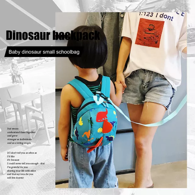 Toddler Kids Dinosaur Backpack Anti-lost Bags with Safety Leash (Sky Blue) 2
