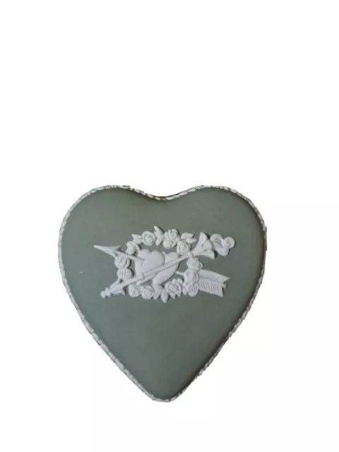 Wedgewood Sage Green Jasperware 'Celebrating 2000' Small Heart Trinket Box