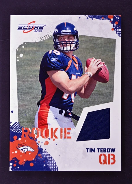 2010 Panini Score #3 Tim Tebow Authentic Jersey Rookie Denver Broncos