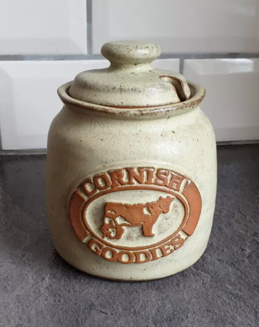 Tremar Cornish Pottery Cream Preserve Pot 'Cornish Goodies' Vintage Retro 1970s