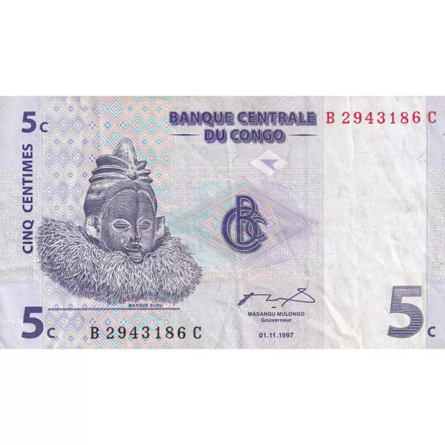 [#149658] Congo Democratic Republic, 5 Centimes, 1997, 1997-11-01, KM:81a, EF(40