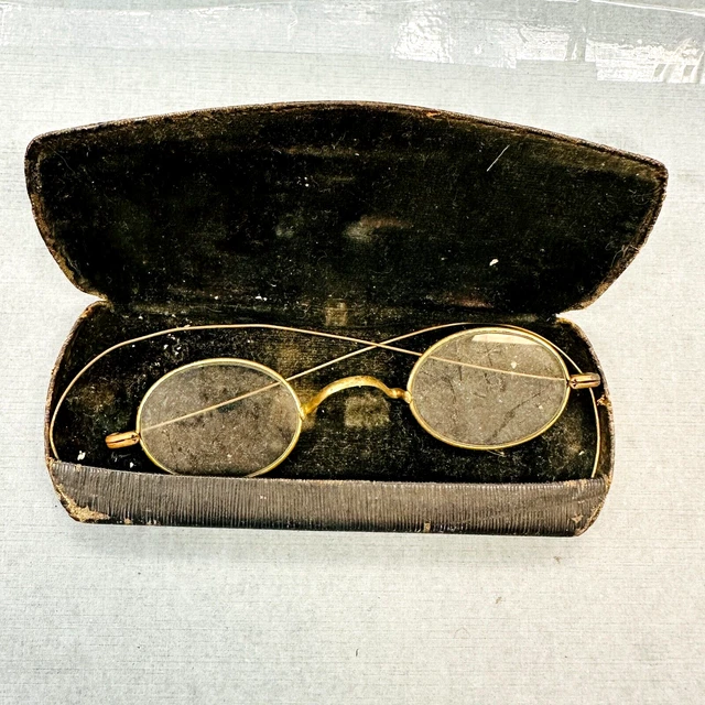 Rare Antique/Primitive Folding, Metal/Glass Spectacles/Eye Reading Glasses +2