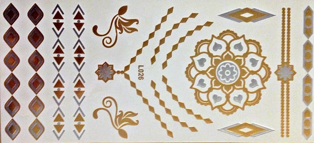 Tatouages Temporaires Flash Or Et Argent - Lot De 4 Pièces (bracelet, Collier) - Étanche - Neuf Sous Blister