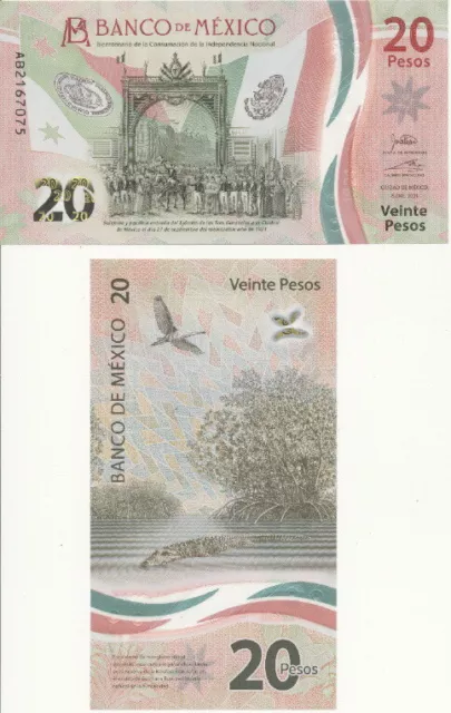 Mexico / Mexiko - 20 Pesos 2021 UNC - Pick New, Polymer Gedenkausgabe