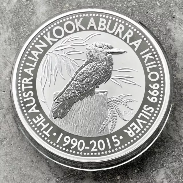 1990 - 2015 Kookaburra Australia Kilo coin 32.15 oz .9999 Silver